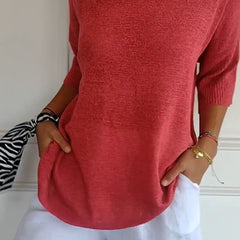 Rosal | Women's V-Neck Knit Sweater, Lightweight Solid Stretch Top for All Seasons
