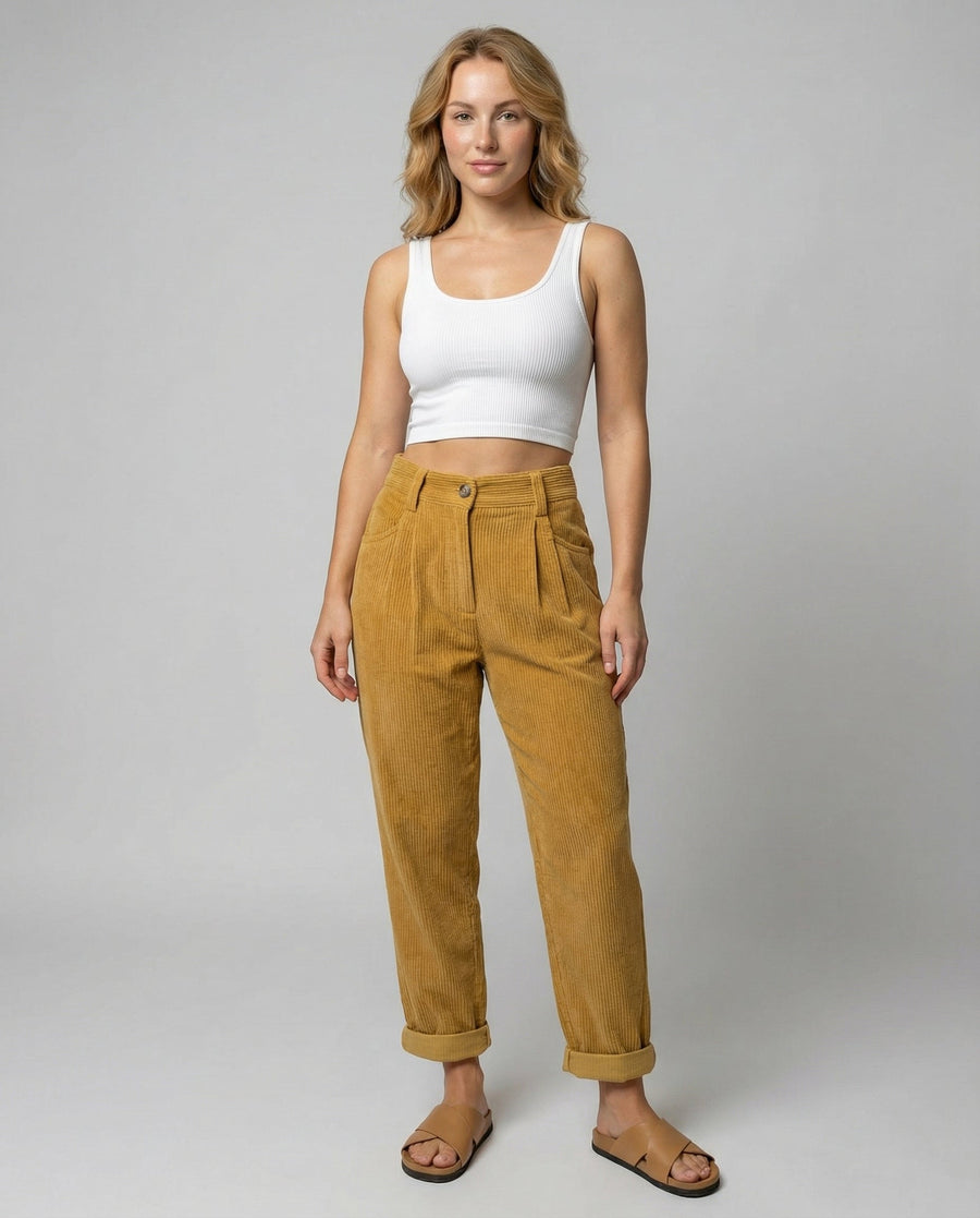 Vada | Corduroy Elastic Waist Trousers