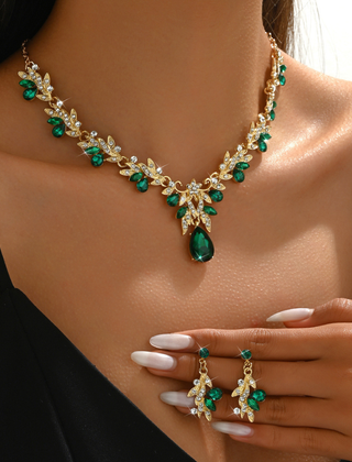 Liam | Necklace Gold And Bride Earring Set
