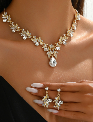 Liam | Necklace Gold And Bride Earring Set