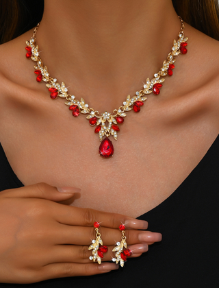 Liam | Necklace Gold And Bride Earring Set