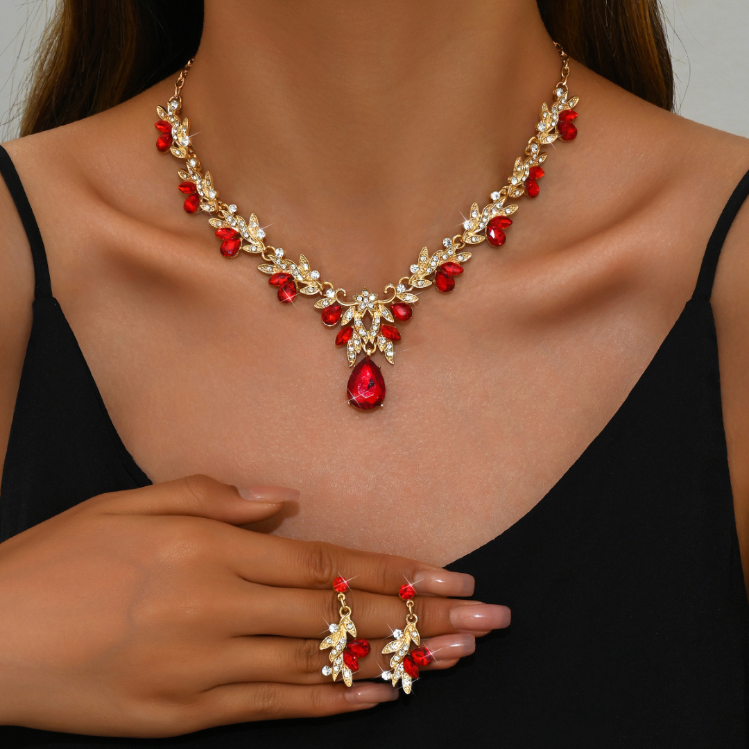 Liam | Necklace Gold And Bride Earring Set