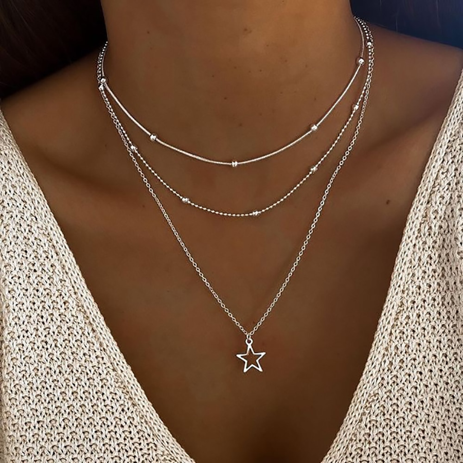 Tilly | Dainty Layered Silver Tone Necklace