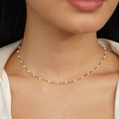 Liam | White Pearl Layered Gold Necklace