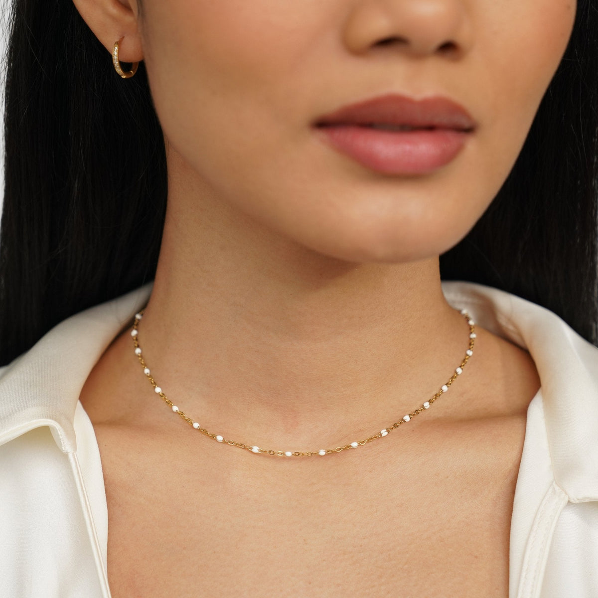 Liam | White Pearl Layered Gold Necklace