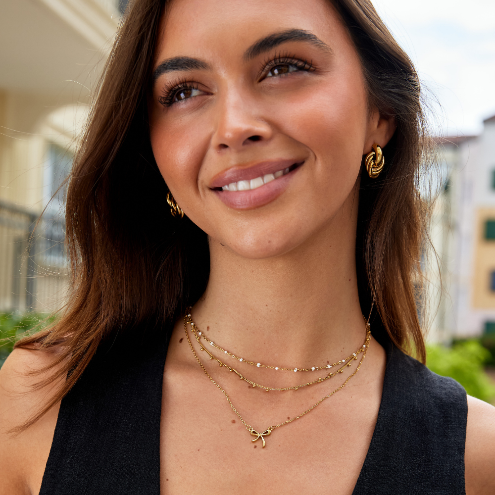Liam | White Pearl Layered Gold Necklace
