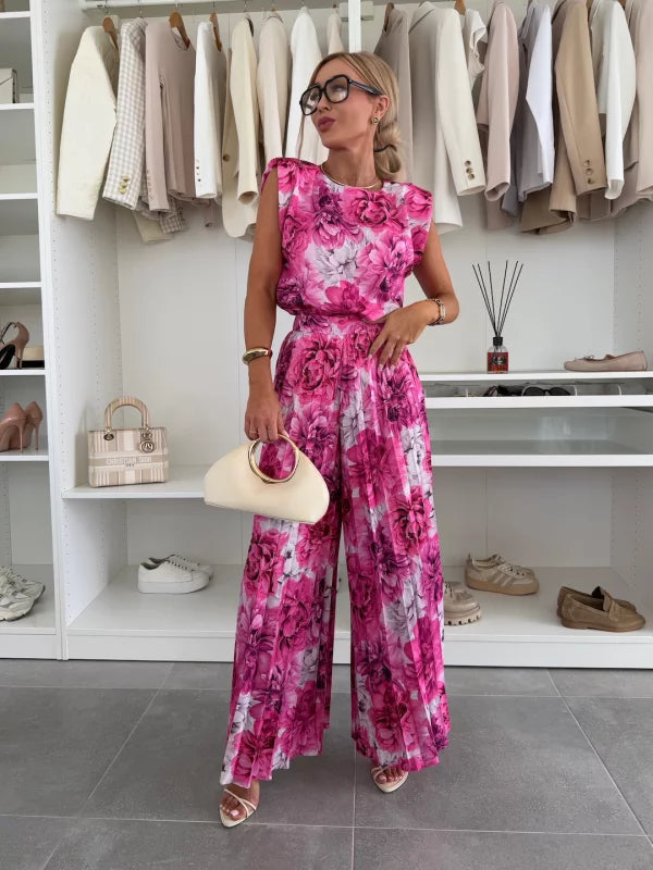 Conjunto Elegante Evelyn de 2 Peças | Blusa Fluida e Calça Plissada