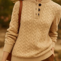 Olivia | Cashmere Button Up Black Sweater