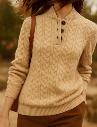 Olivia | Cashmere Button Up Black Sweater