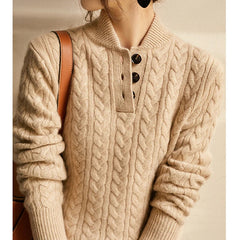 Olivia | Cashmere Button Up Black Sweater