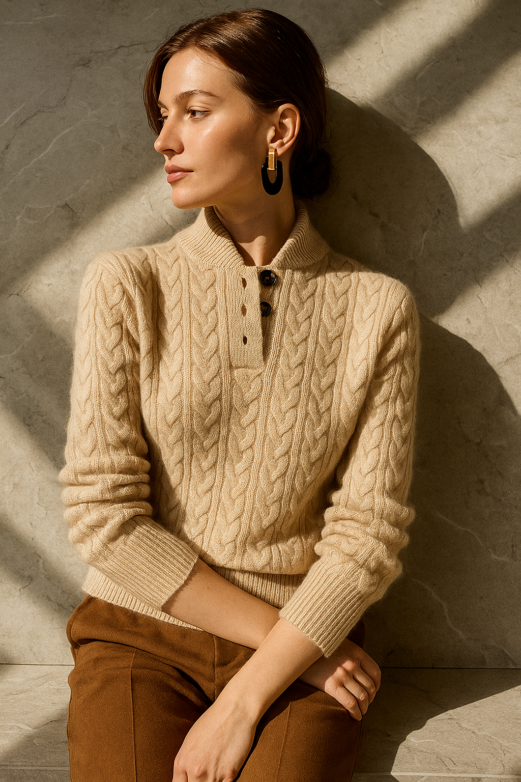 Olivia | Cashmere Button Up Black Sweater