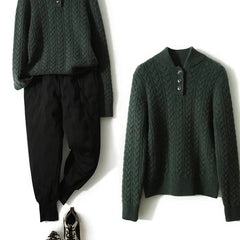 Olivia | Cashmere Button Up Black Sweater