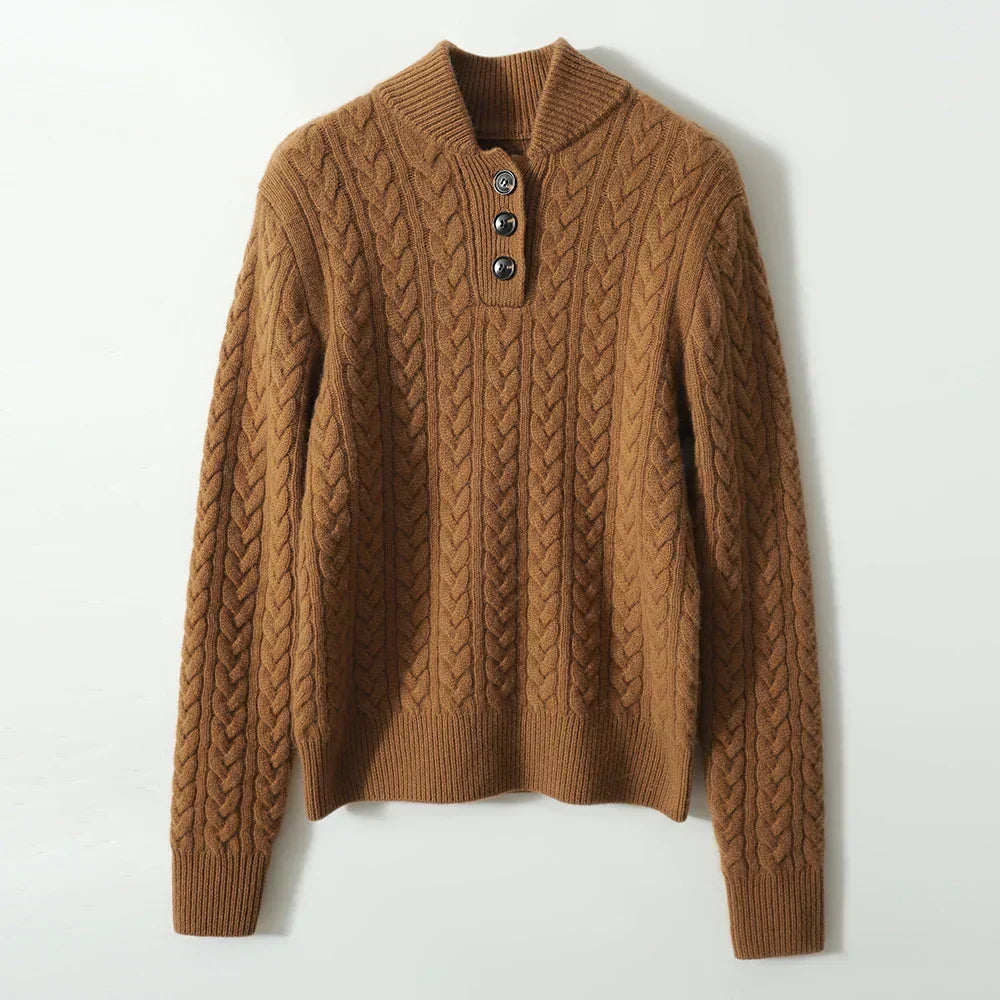 Olivia | Cashmere Button Up Black Sweater