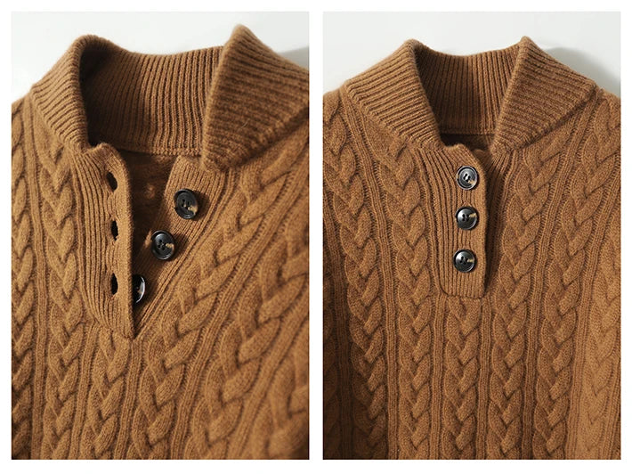 Olivia | Cashmere Button Up Black Sweater