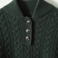Olivia | Cashmere Button Up Black Sweater