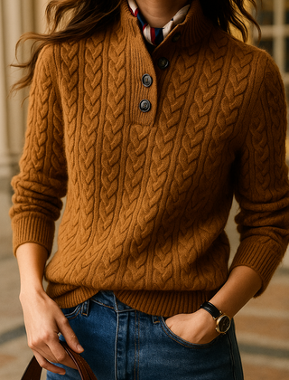 Olivia | Cashmere Button Up Black Sweater