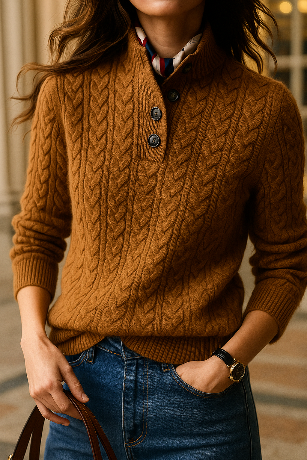Olivia | Cashmere Button Up Black Sweater