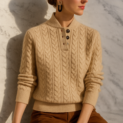 Olivia | Cashmere Button Up Black Sweater