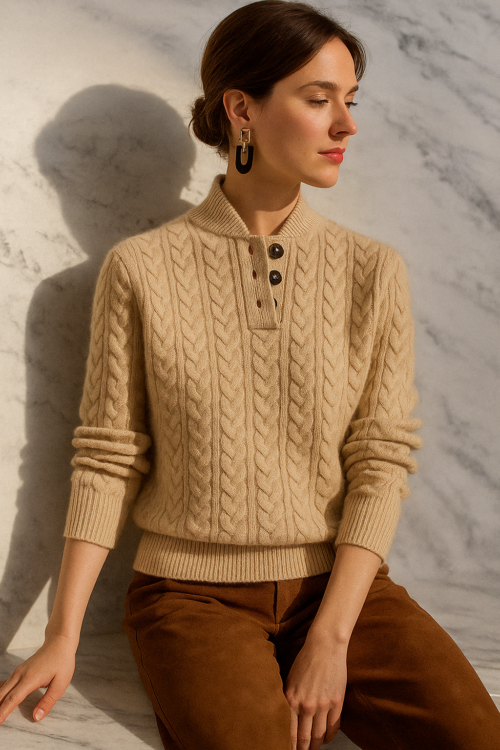 Olivia | Cashmere Button Up Black Sweater