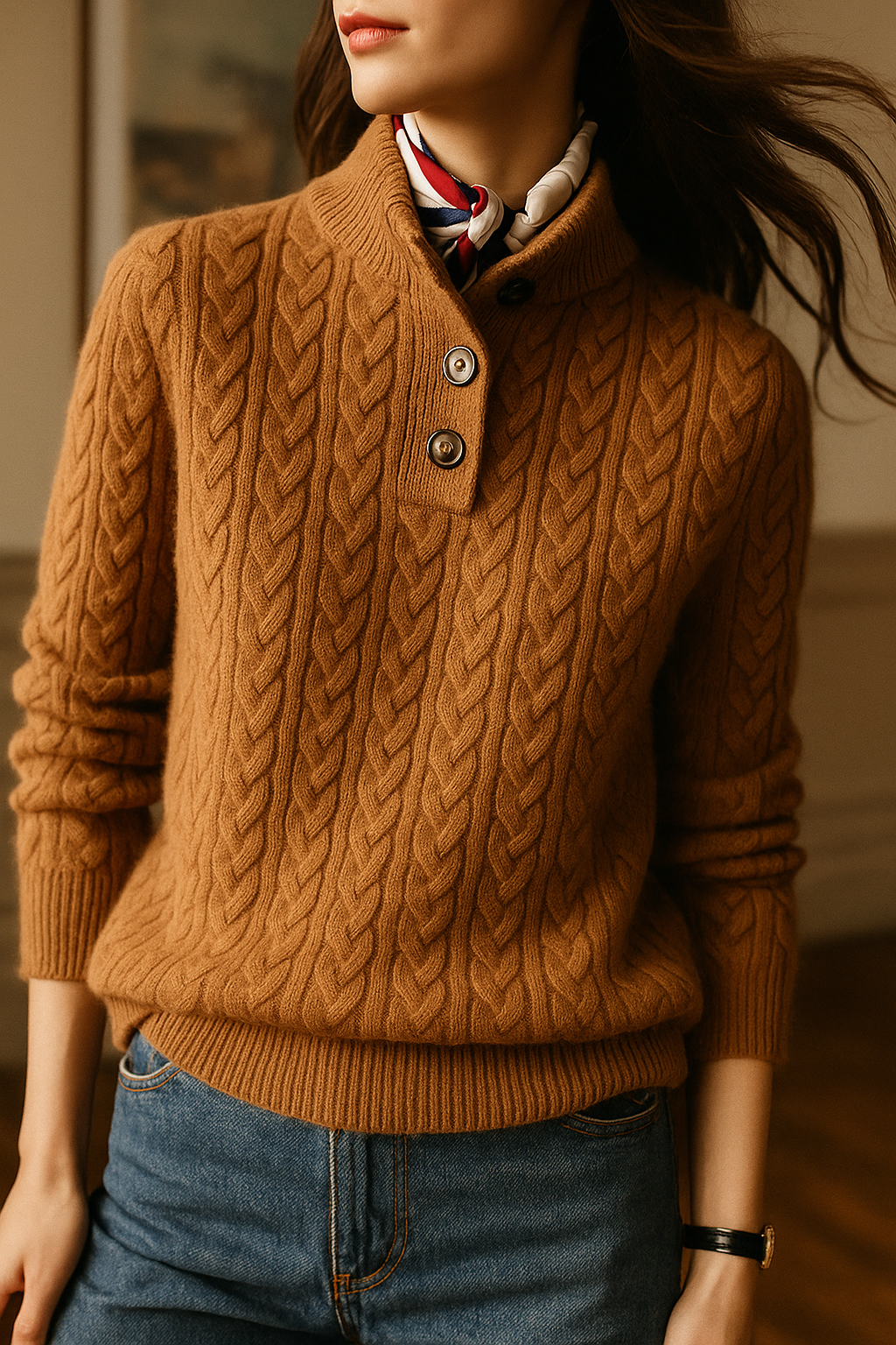 Olivia | Cashmere Button Up Black Sweater