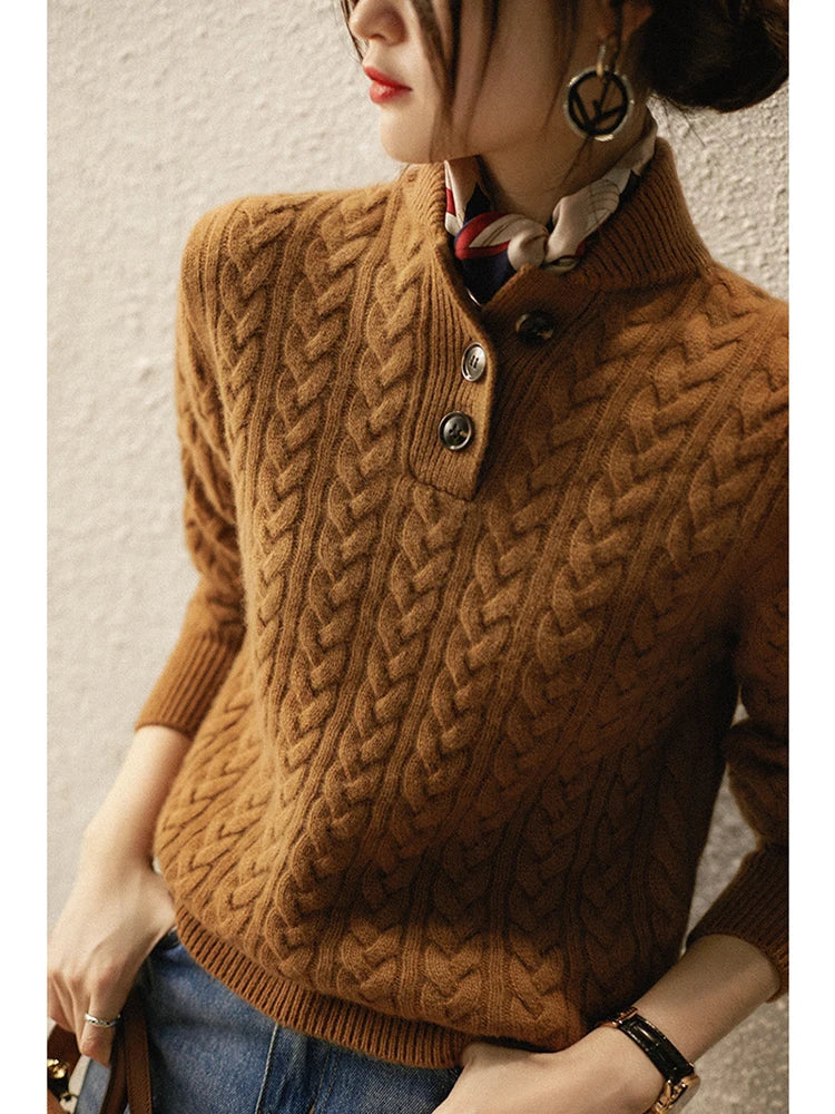 Olivia | Cashmere Button Up Black Sweater
