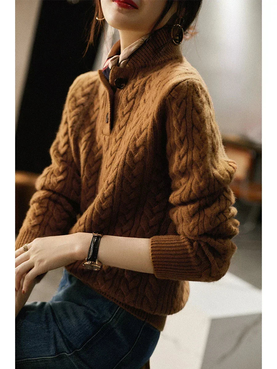 Olivia | Cashmere Button Up Black Sweater