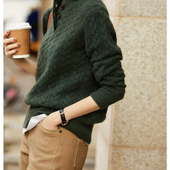 Olivia | Cashmere Button Up Black Sweater