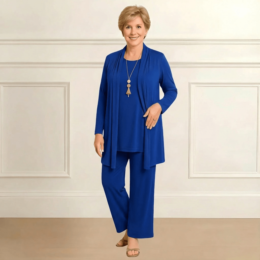 Conjunto Cardigã Rosado, Blusa & Calça