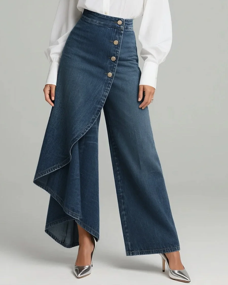 Rhoda | Denim Cargo Wrap Trousers