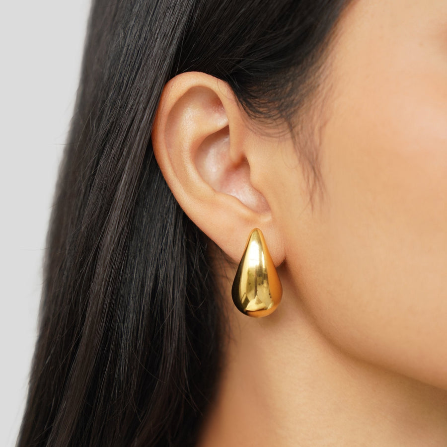 Agnes | Gold Tone Hoop Drop Earrings
