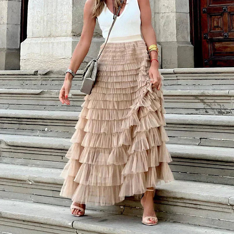 Sophie | Maxi Tiered High Waisted Skirt