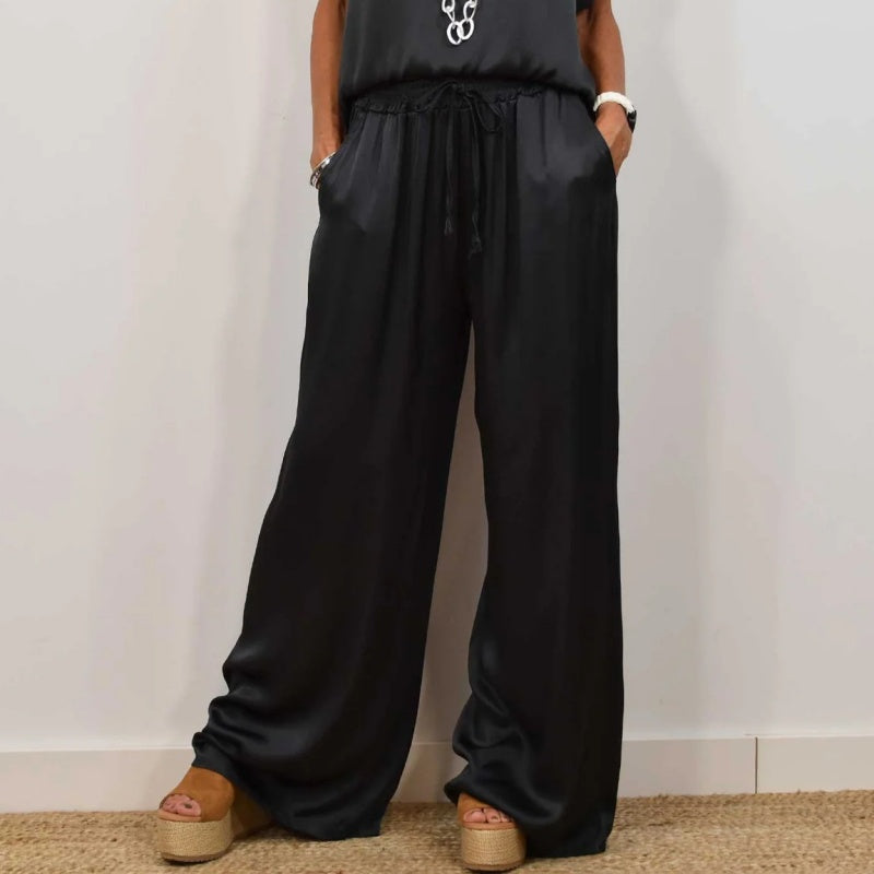 Conjunto Elegante Rita de Duas Peças | Blusa Fluida e Calça Pantalona