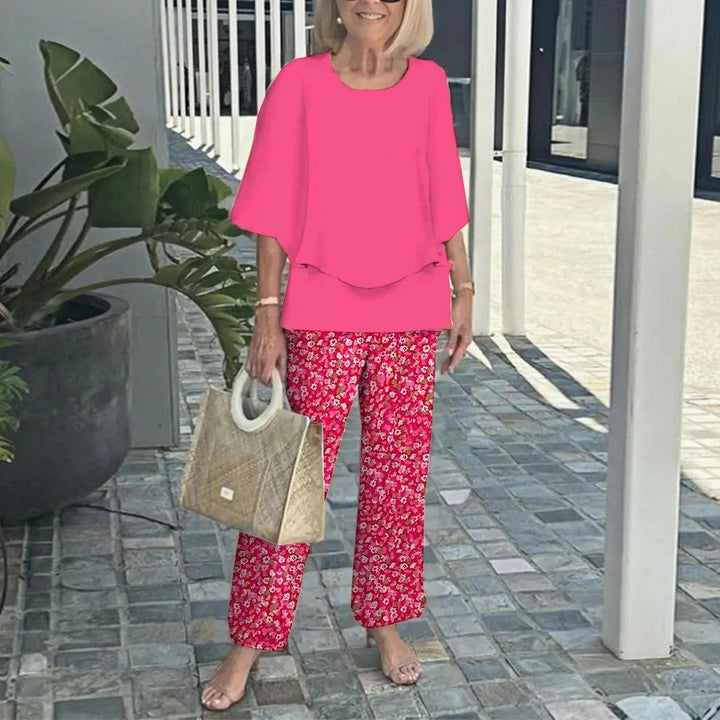 Conjunto Wenda Sem Esforço de Duas Peças | Blusa Solta e Calça Pantalona