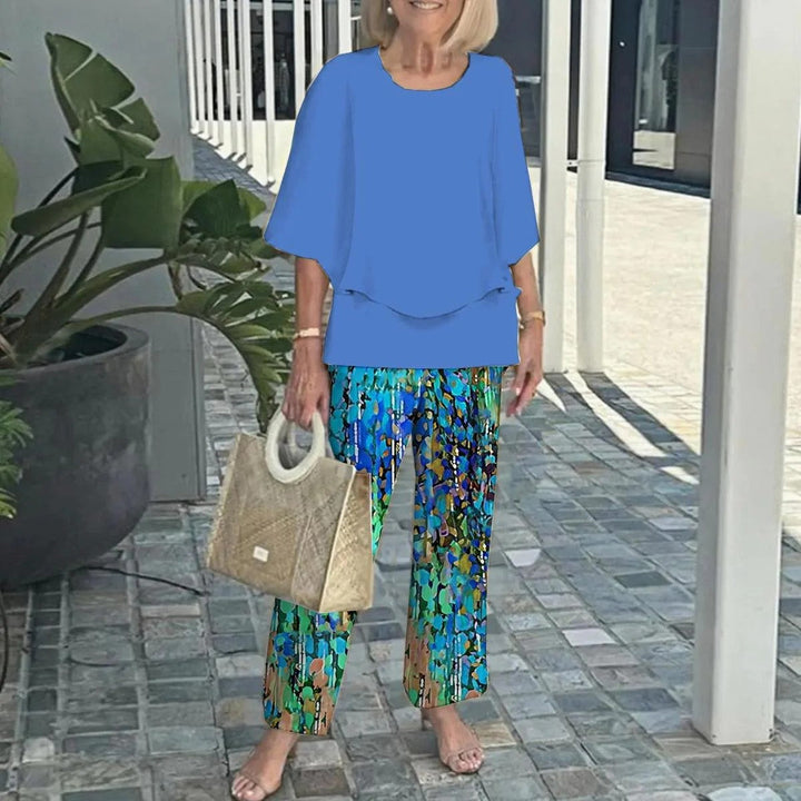 Conjunto Wenda Sem Esforço de Duas Peças | Blusa Solta e Calça Pantalona