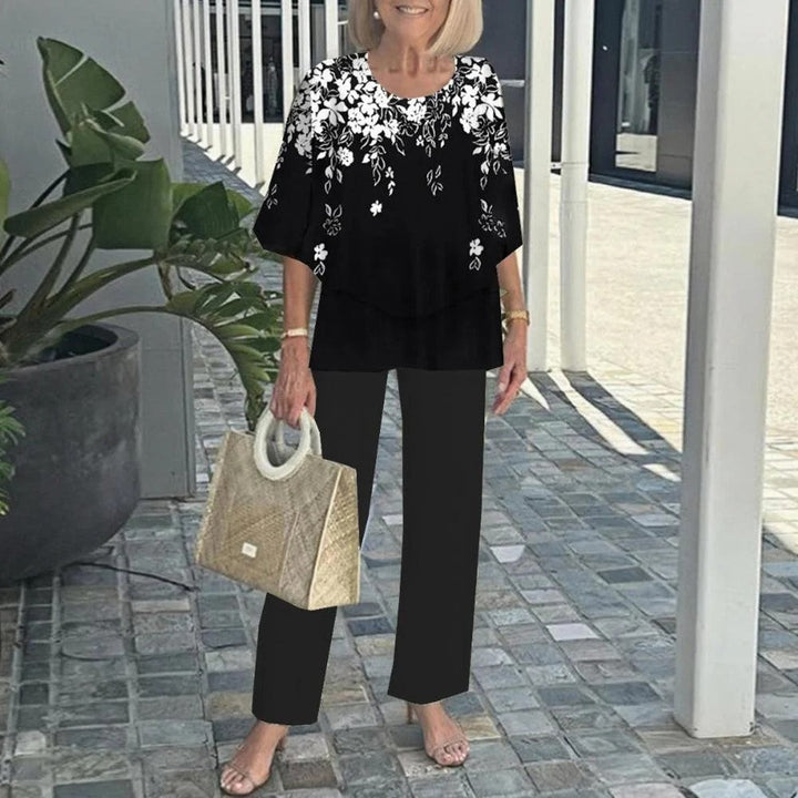 Conjunto Wenda Sem Esforço de Duas Peças | Blusa Solta e Calça Pantalona