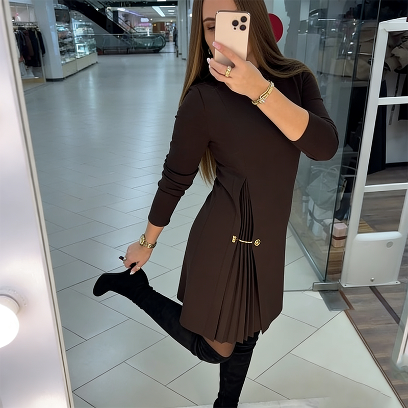 Sophie | Vestido Plissado de Manga Longa