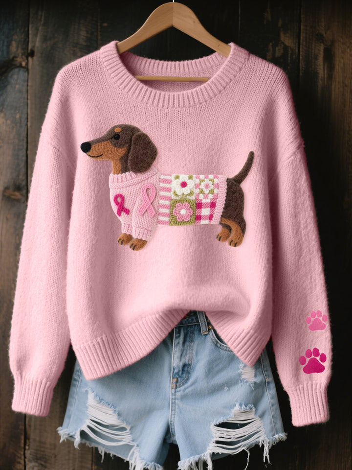 Naoni – Suéter de lã com estampa de dachshund em feltro