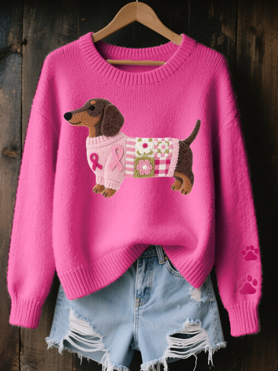 Naoni – Suéter de lã com estampa de dachshund em feltro