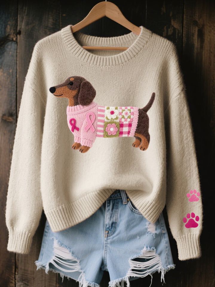 Naoni – Suéter de lã com estampa de dachshund em feltro
