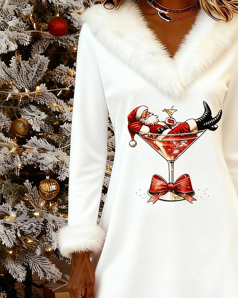 Emily | Festive V-Neck Holiday A-Line Dress